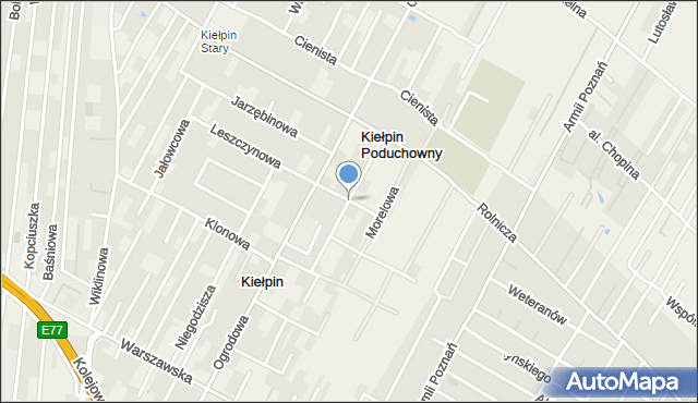 Kiełpin gmina Łomianki, Jesionowa, mapa Kiełpin gmina Łomianki