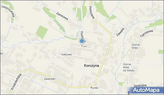 Korczyna powiat krośnieński, Jedności, mapa Korczyna powiat krośnieński