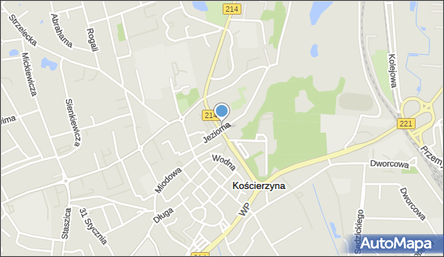 Kościerzyna, Jeziorna, mapa Kościerzyna