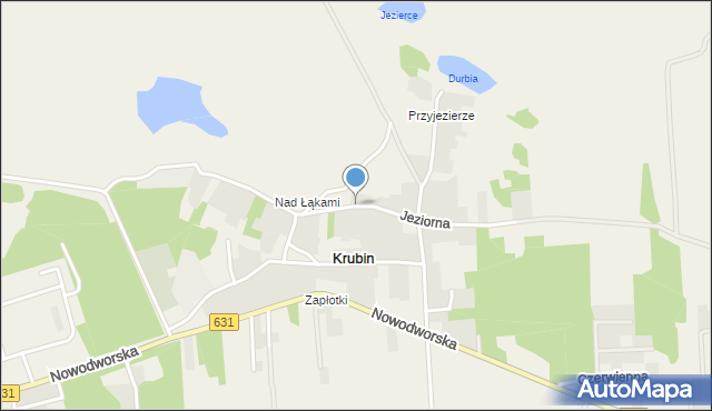 Krubin gmina Wieliszew, Jeziorna, mapa Krubin gmina Wieliszew