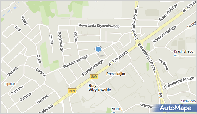 Lublin, Jeziorańskiego Antoniego, mapa Lublina