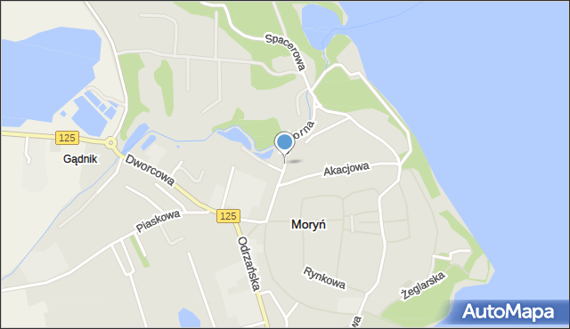 Moryń, Jeziorna, mapa Moryń