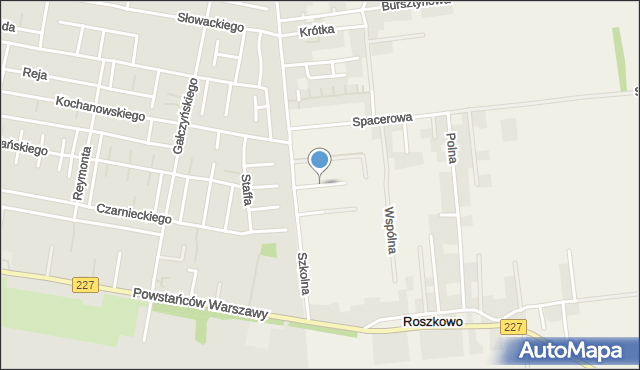 Roszkowo gmina Pruszcz Gdański, Jesionowa, mapa Roszkowo gmina Pruszcz Gdański