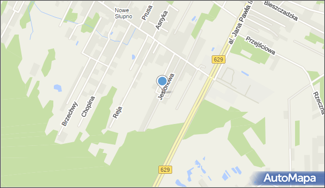 Słupno gmina Radzymin, Jesionowa, mapa Słupno gmina Radzymin