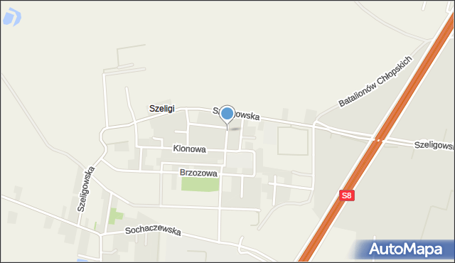 Szeligi gmina Ożarów Mazowiecki, Jesionowa, mapa Szeligi gmina Ożarów Mazowiecki