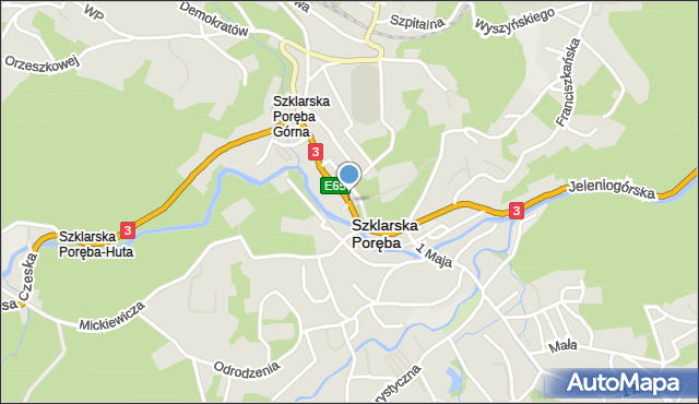 Szklarska Poręba, Jedności Narodowej, mapa Szklarska Poręba