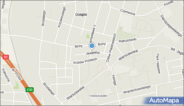 Warszawa, Jesienna, mapa Warszawy