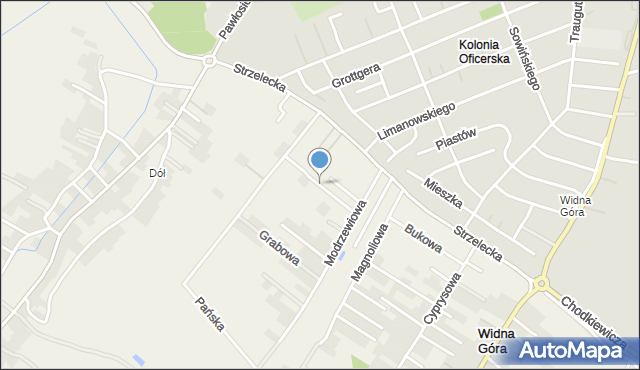 Widna Góra, Jesionowa, mapa Widna Góra