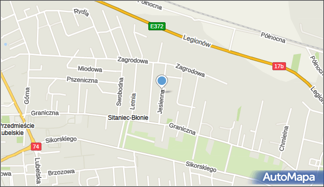 Zamość, Jesienna, mapa Zamościa