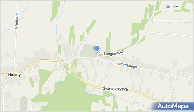 Bieliny powiat kielecki, Jodłowa, mapa Bieliny powiat kielecki