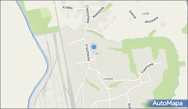 Cieszyn, Jodłowa, mapa Cieszyna