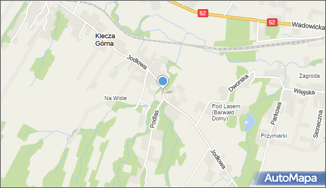 Klecza Górna, Jodłowa, mapa Klecza Górna