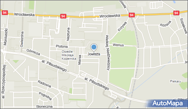 Legnica, Jowisza, mapa Legnicy