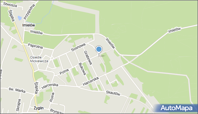 Miasteczko Śląskie, Jodłowa, mapa Miasteczko Śląskie