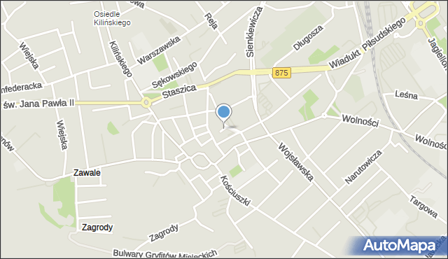 Mielec, Joselewicza, mapa Mielca