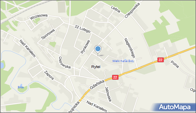Rytel, Jodłowa, mapa Rytel