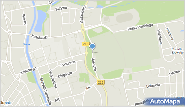 Słupsk, Josepha Maxa, rabina dr., mapa Słupska