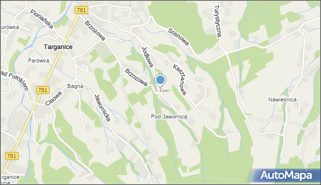 Targanice, Jodłowa, mapa Targanice