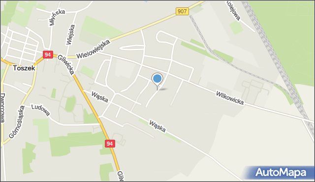 Toszek, Józefa von Eichendorffa, mapa Toszek