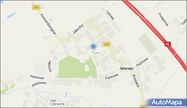 Wieniec gmina Brześć Kujawski, Jodłowa, mapa Wieniec gmina Brześć Kujawski