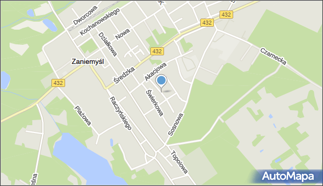 Zaniemyśl, Jodłowa, mapa Zaniemyśl