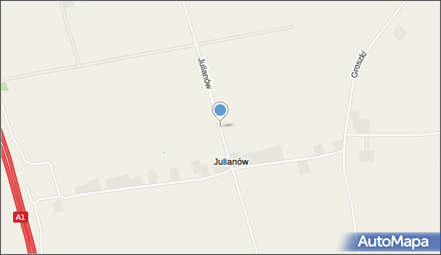 Julianów gmina Krzyżanów, Julianów, mapa Julianów gmina Krzyżanów