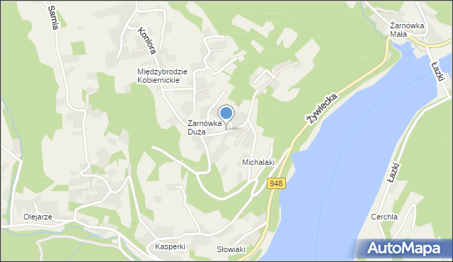 Międzybrodzie Bialskie, Jutrzenki, mapa Międzybrodzie Bialskie