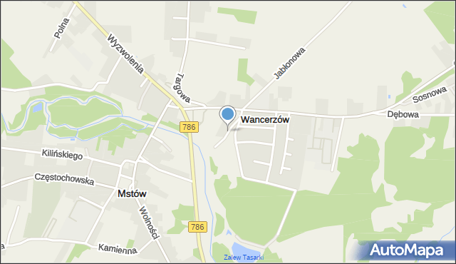 Mstów powiat częstochowski, Jurajska, mapa Mstów powiat częstochowski