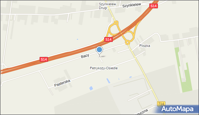 Petrykozy gmina Pabianice, Juhasa, mapa Petrykozy gmina Pabianice
