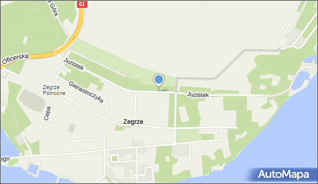 Zegrze, Juzistek, mapa Zegrze