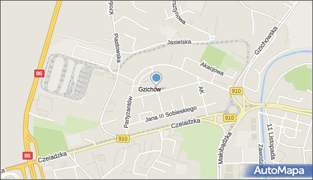 Będzin, Kantora-Mirskiego Mariana, mapa Będzin