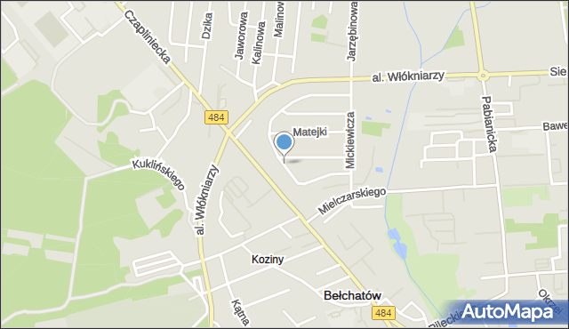Bełchatów, Kaczkowskiego, mapa Bełchatów