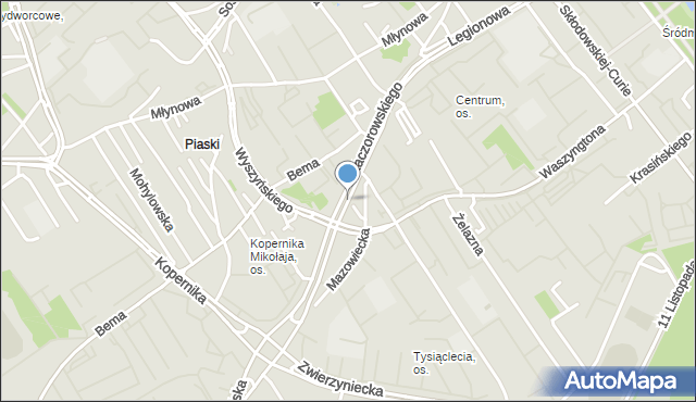 Białystok, Kaczorowskiego Ryszarda, Prezydenta, mapa Białegostoku