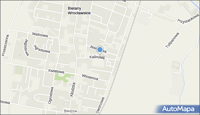 Bielany Wrocławskie, Kalinowa, mapa Bielany Wrocławskie