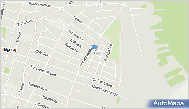 Biłgoraj, Kalinowa, mapa Biłgoraj
