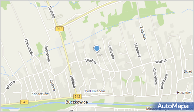 Buczkowice, Kamienna, mapa Buczkowice