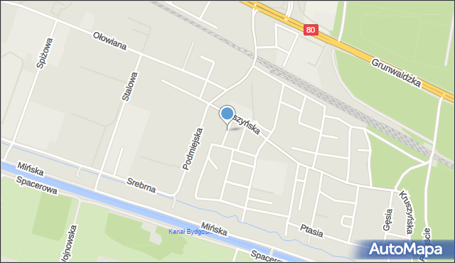Bydgoszcz, Kacza, mapa Bydgoszczy
