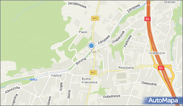Bystra gmina Wilkowice, Kasztanowa, mapa Bystra gmina Wilkowice