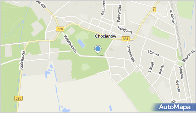 Chocianów, Kasztanowa, mapa Chocianów