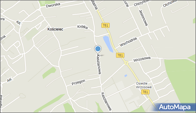 Chrzanów, Kasztanowa, mapa Chrzanów