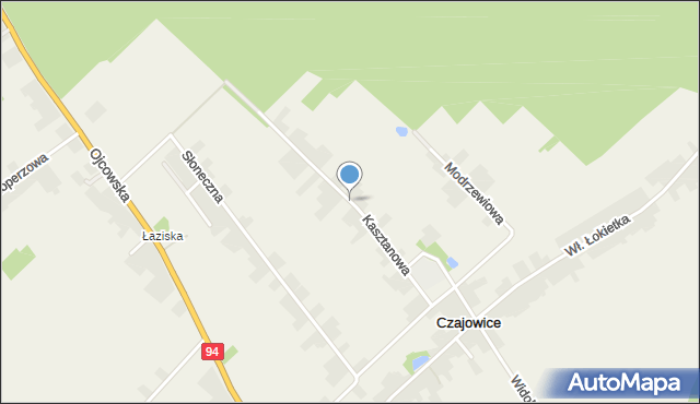 Czajowice, Kasztanowa, mapa Czajowice