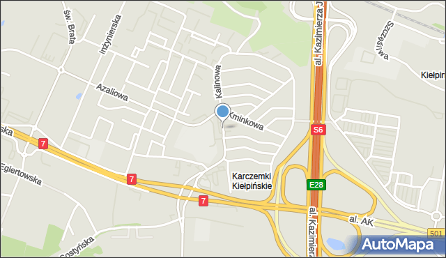 Gdańsk, Kalinowa, mapa Gdańska