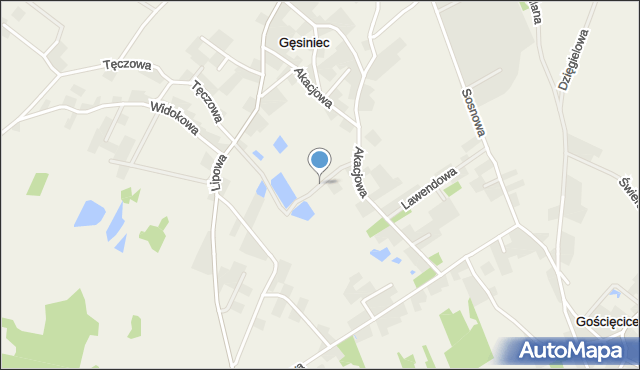 Gęsiniec, Kalinowa, mapa Gęsiniec