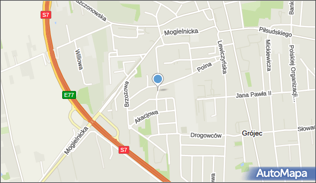 Grójec, Kasztanowa, mapa Grójec
