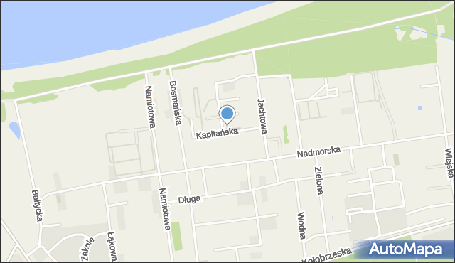 Grzybowo gmina Kołobrzeg, Kapitańska, mapa Grzybowo gmina Kołobrzeg