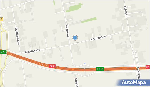 Jakubowice Konińskie, Kasztanowa, mapa Jakubowice Konińskie