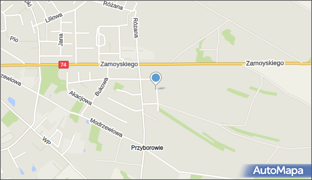 Janów Lubelski, Kasztanowa, mapa Janów Lubelski