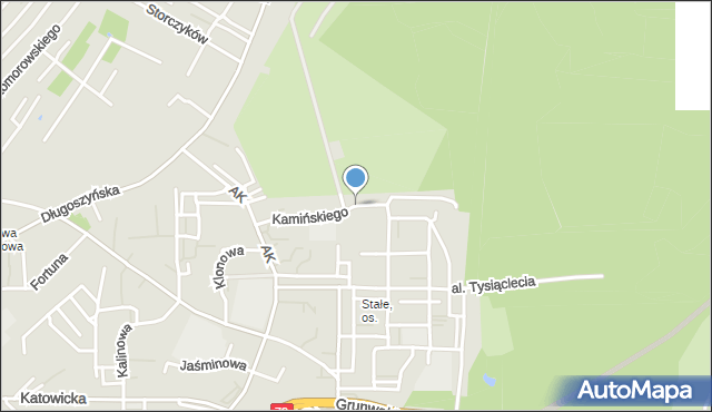 Jaworzno, Kamińskiego Feliksa, gen., mapa Jaworzno