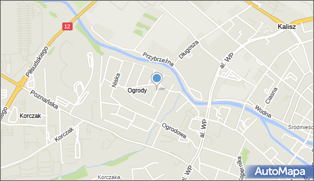 Kalisz, Kalinowa, mapa Kalisza