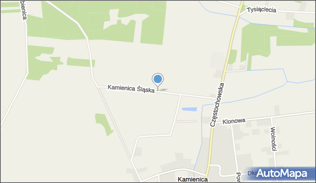 Kamienica gmina Woźniki, Kamienica Śląska, mapa Kamienica gmina Woźniki